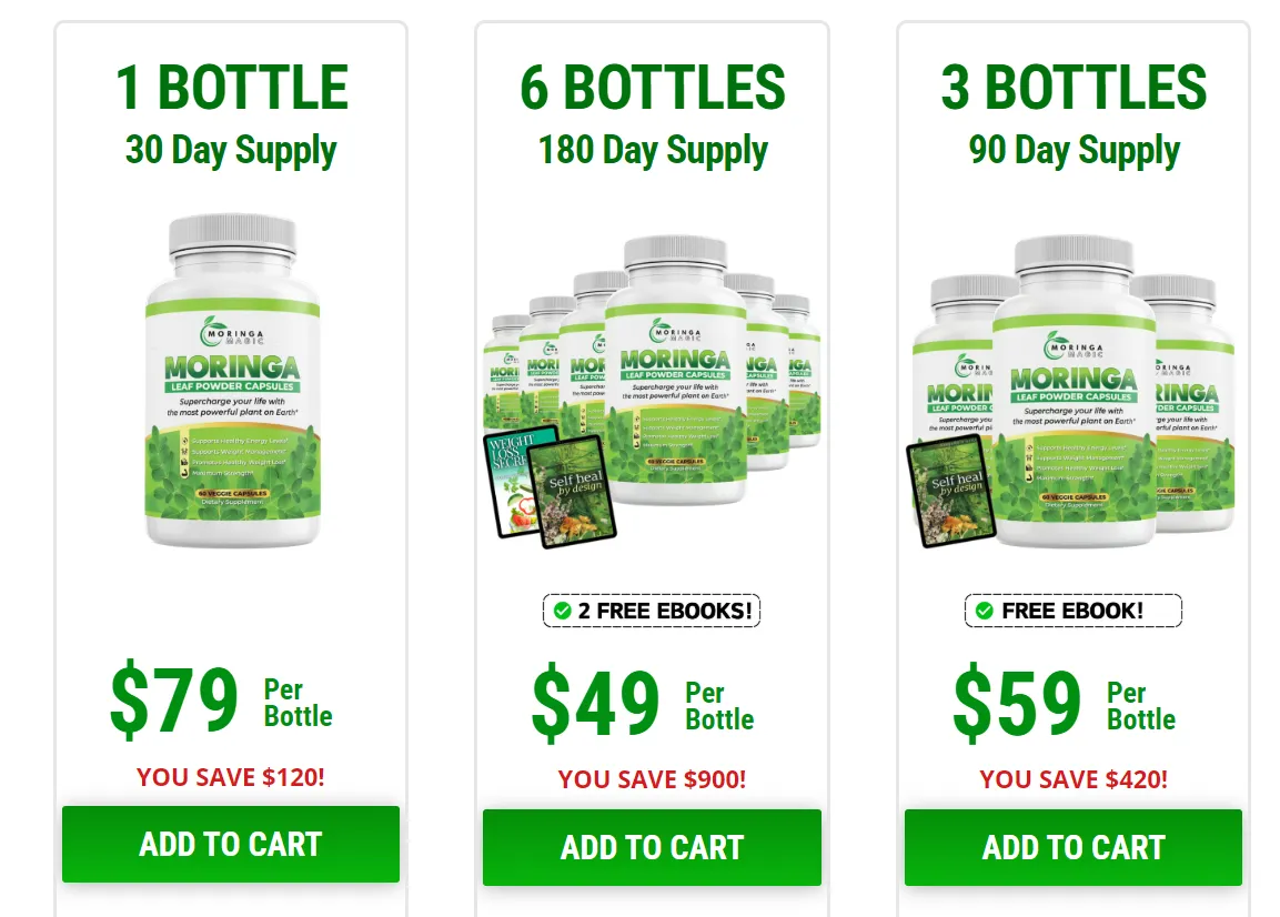 Moringa Magic packages and official price options