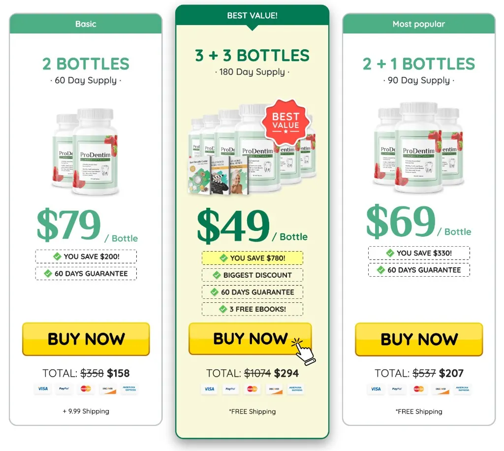 ProDentim packages and official price options