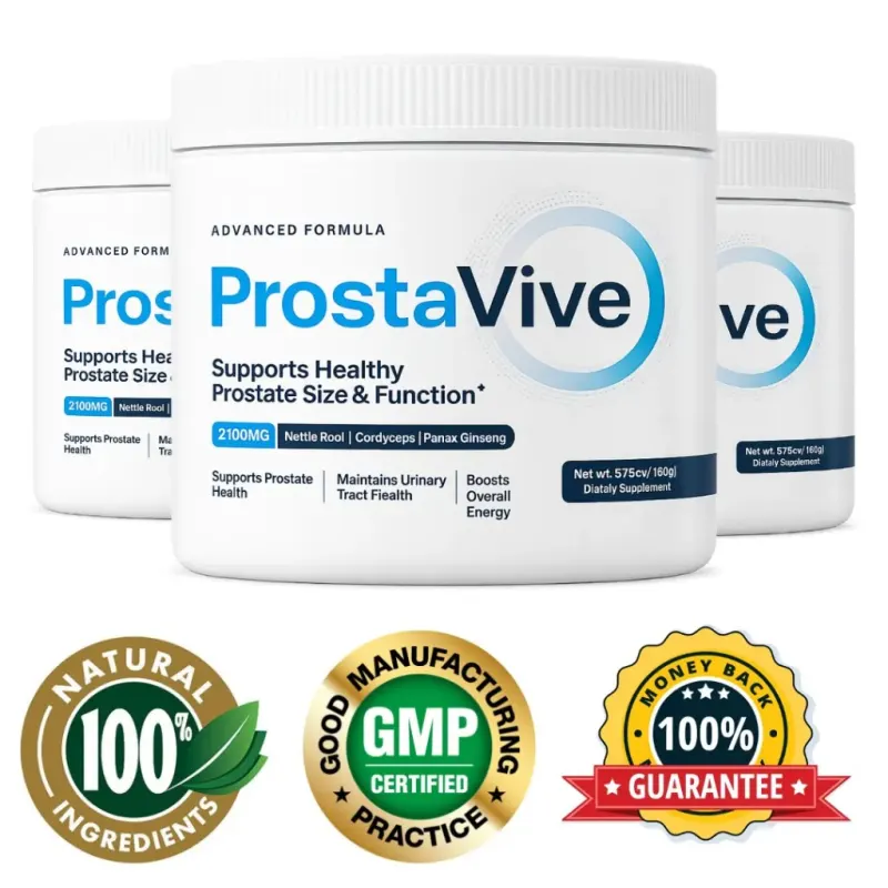 ProstaVive powder scoop formula prostate support bottles